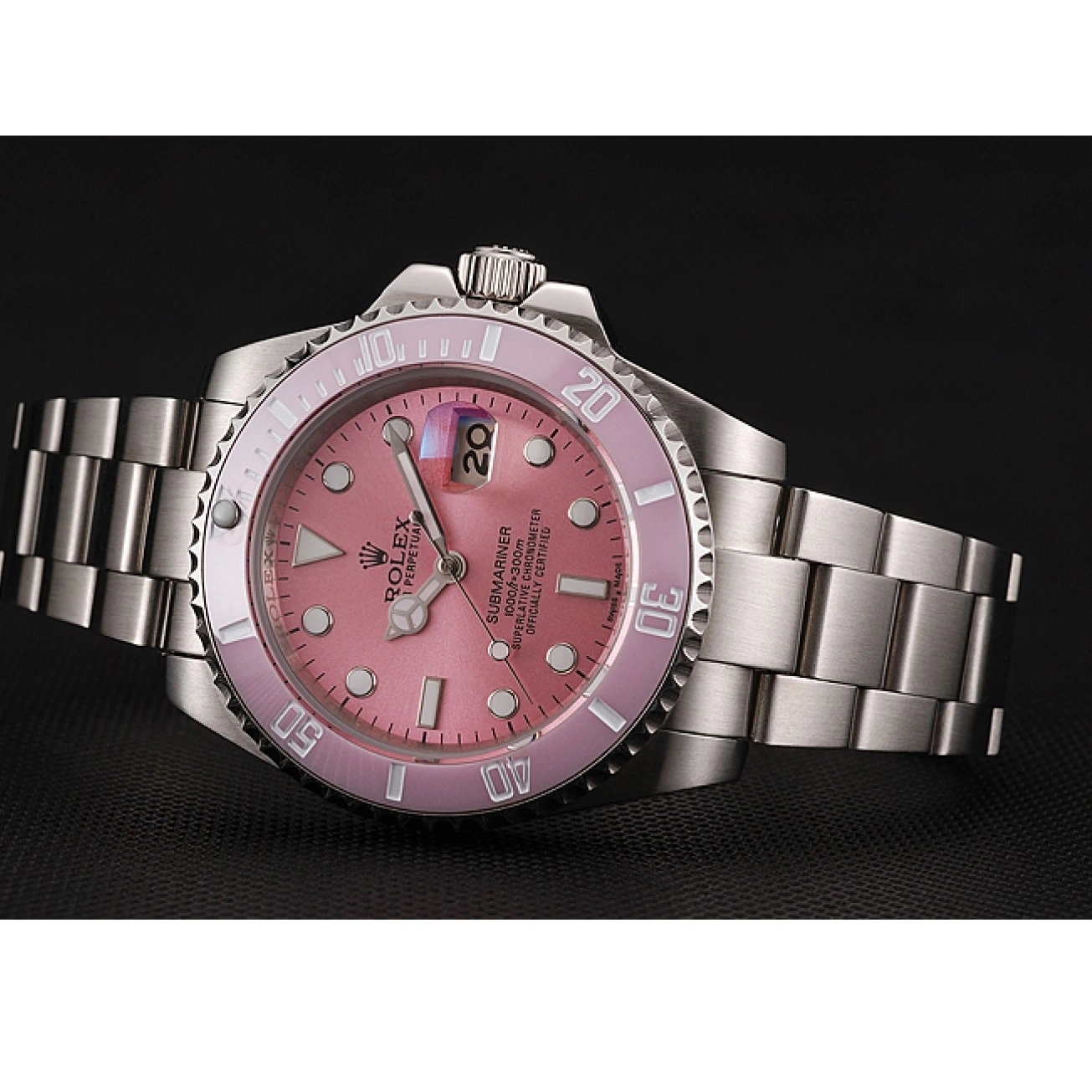 AAA replica watch Bracelet 1453980 Rolex Submariner Stainless Bezel Swiss Pink Steel Dial Pink 0802